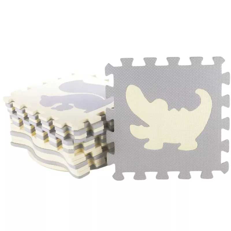 LEAN TOYS Miękka Mata Edukacyjna Puzzle Playpen Pianka EVA Beż Szary 25 szt.