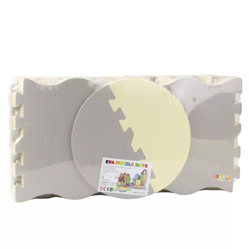 LEAN TOYS Miękka Mata Edukacyjna Puzzle Playpen Pianka EVA Beż Szary 25 szt.