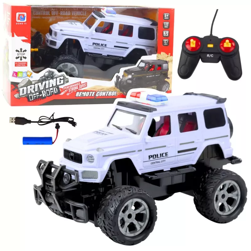 LEAN TOYS RC Policyjny Pojazd Terenowy Biały 1:12