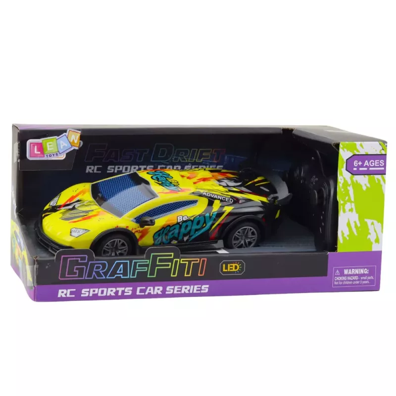 LEAN TOYS RC Samochód Sportowy na Pilota z Oświetleniem LED Żółty 1:22