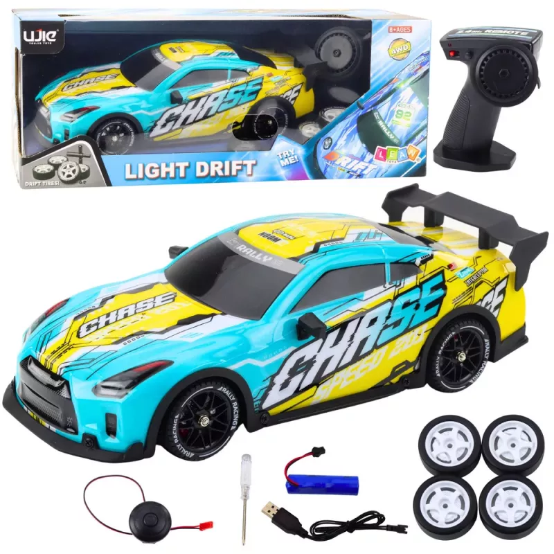 LEAN TOYS RC Samochód Sportowy z Podświetlanym Nadwoziem Driftowym Turkusowy