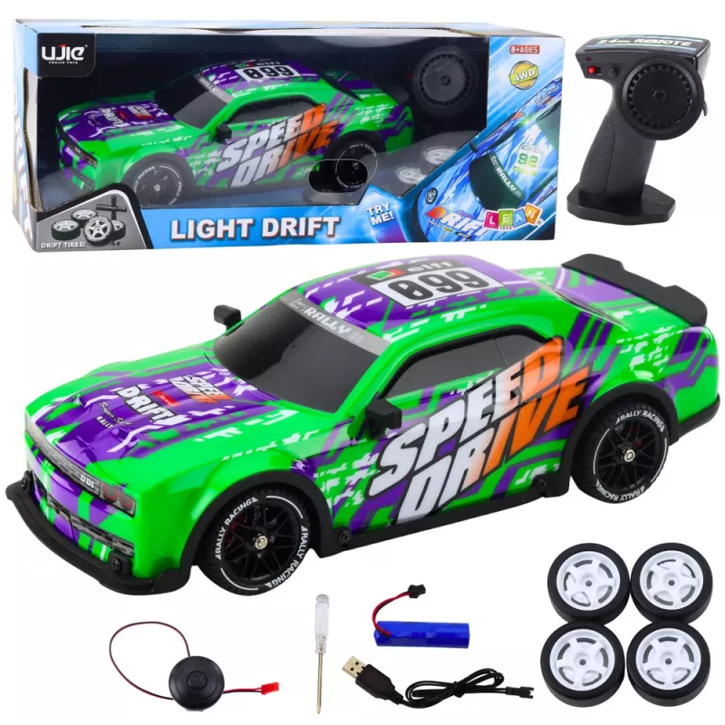 LEAN TOYS RC Samochód Sportowy na Pilota z Podświetleniem Drift Body Zielony