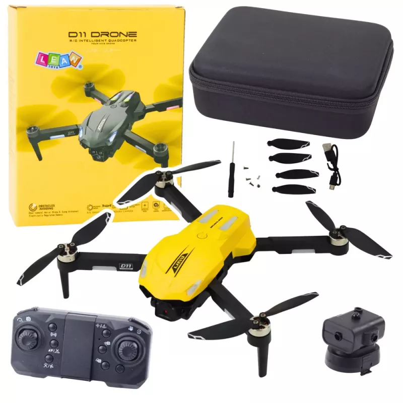 LEAN TOYS D11 Dron z kamerą HD, sterowanie gestami, Wi-Fi, żółty