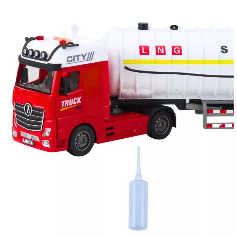 LEAN TOYS Cysterna z pompką wodną, światłami i dźwiękami, biało-czerwona