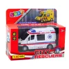 LEAN TOYS Ambulance Metal Pull Back Motorized Lights Sounds White 1:32