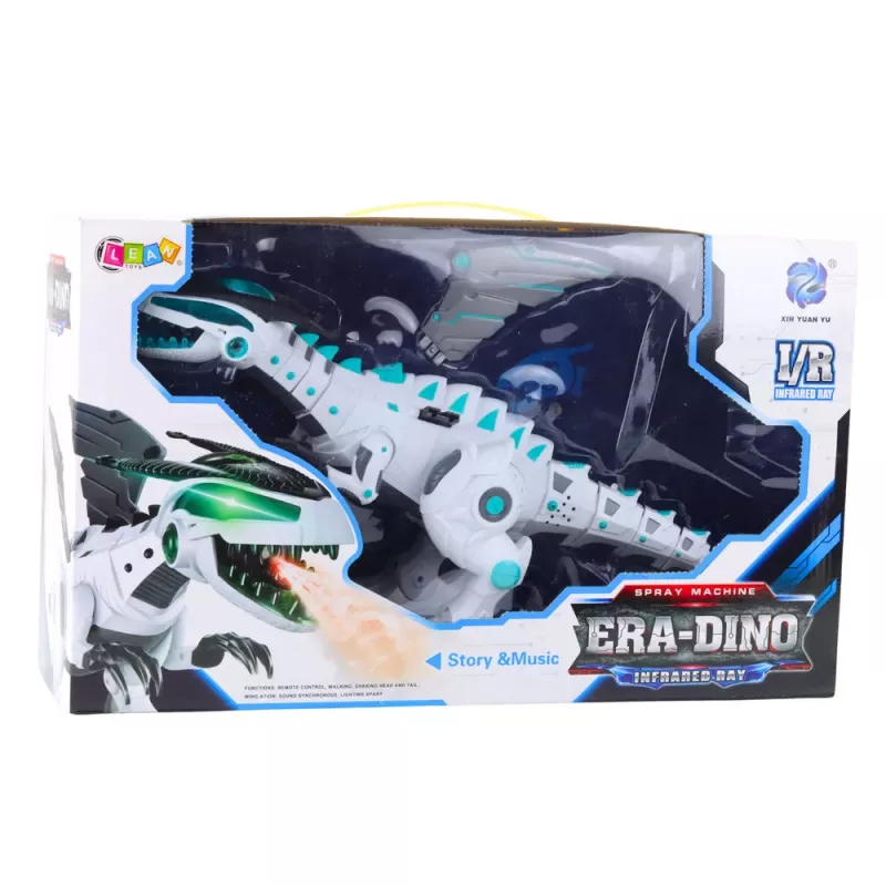 LEAN TOYS RC Zdalnie Sterowany Dinozaur Robot z Skrzydłami, Światłami i Dźwiękami Biały