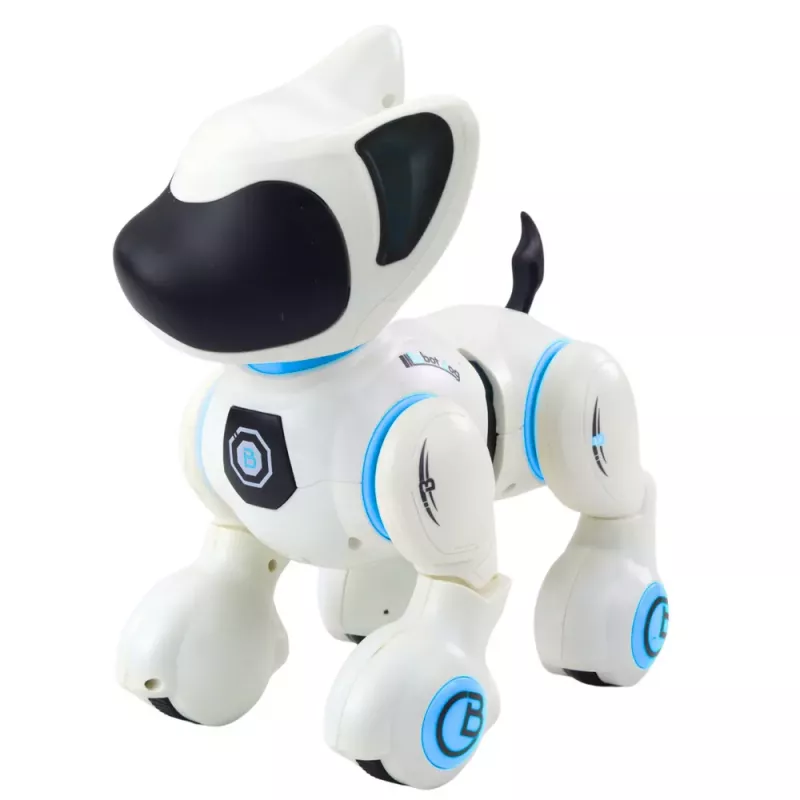 LEAN TOYS Interaktywny Robot Pies Zdalne Sterowanie Światło Dźwięk Biały Niebieski