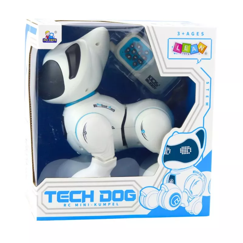 LEAN TOYS Interaktywny Robot Pies Zdalne Sterowanie Światło Dźwięk Biały Niebieski