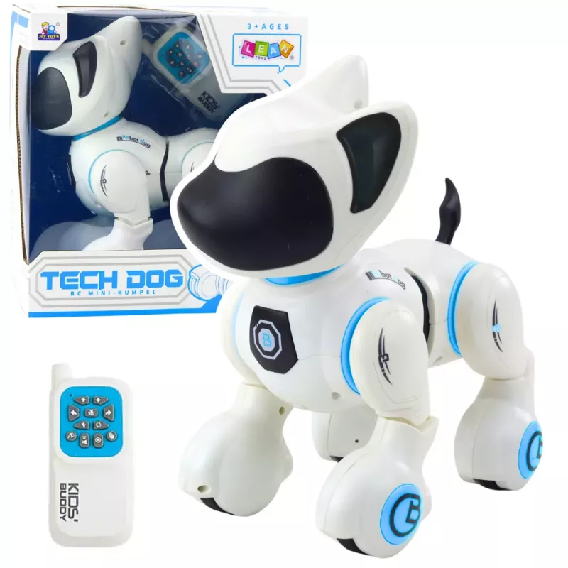 LEAN TOYS Interaktywny Robot Pies Zdalne Sterowanie Światło Dźwięk Biały Niebieski