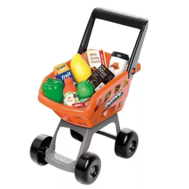 LEAN TOYS Zestaw Sklepowy Kasa, Wózek, Skaner, Supermarket, Sklep dla Dzieci