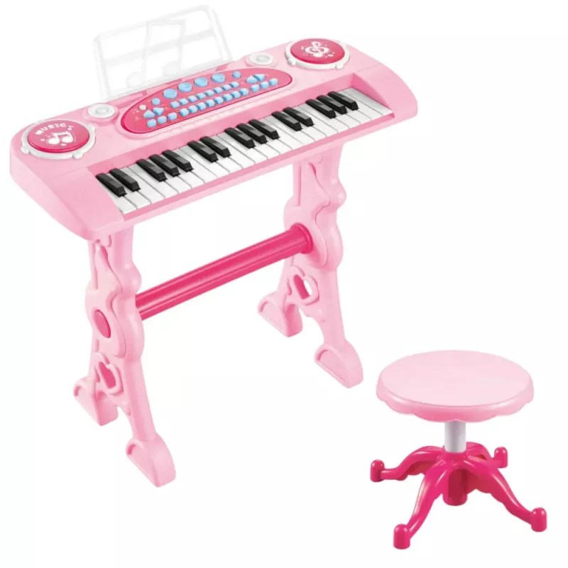 LEAN TOYS Elektroniczne Pianino dla Dzieci z Mikrofonem 37 Klawiszy Różowe