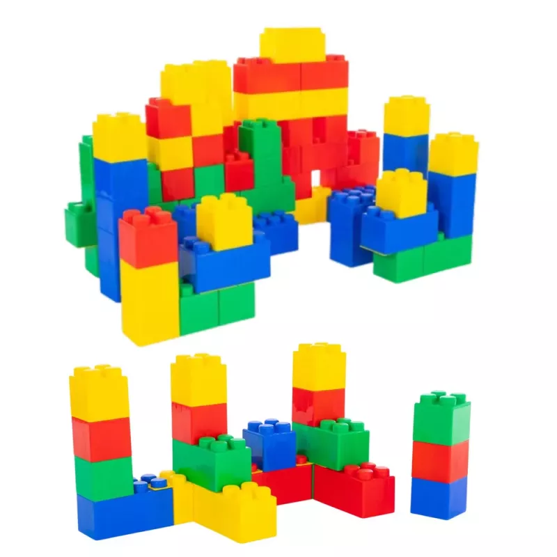 LEAN TOYS Zestaw dużych klocków konstrukcyjnych w torbie, kolorowe, 28,5x9x9 cm, 20 szt.