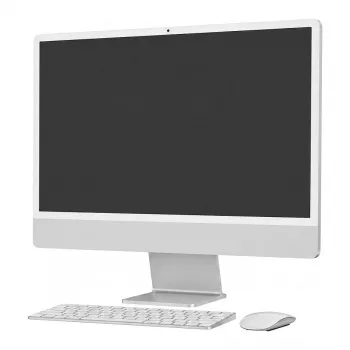 Apple iMac 24-calowy 2024 M4 8-rdzeniowy CPU 8-rdzeniowy GPU 16GB RAM 512GB SSD Srebrny Klawiatura niemiecka