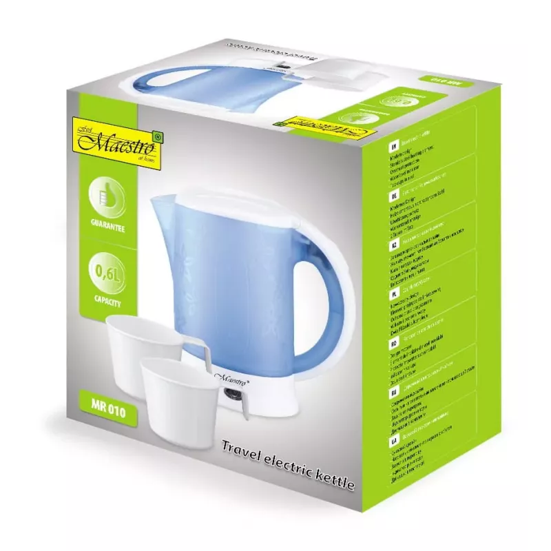 MEO MR-010 Maestro Czajnik Podróżny z 2 Kubkami 0.5 L 700 W Biały