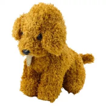 LEAN TOYS Poodle Dog w torbie na rzep, pluszowa zabawka, jasnobrązowy