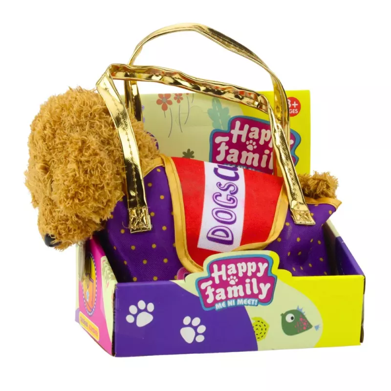 LEAN TOYS Poodle Dog w torbie na rzep, pluszowa zabawka, jasnobrązowy
