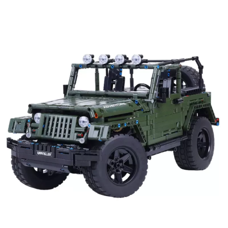 LEAN TOYS Klocki Konstrukcyjne Samochód Terenowy Zielony Khaki 2078 szt.