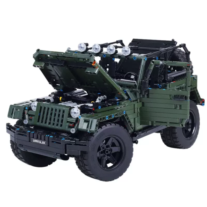 LEAN TOYS Klocki Konstrukcyjne Samochód Terenowy Zielony Khaki 2078 szt.