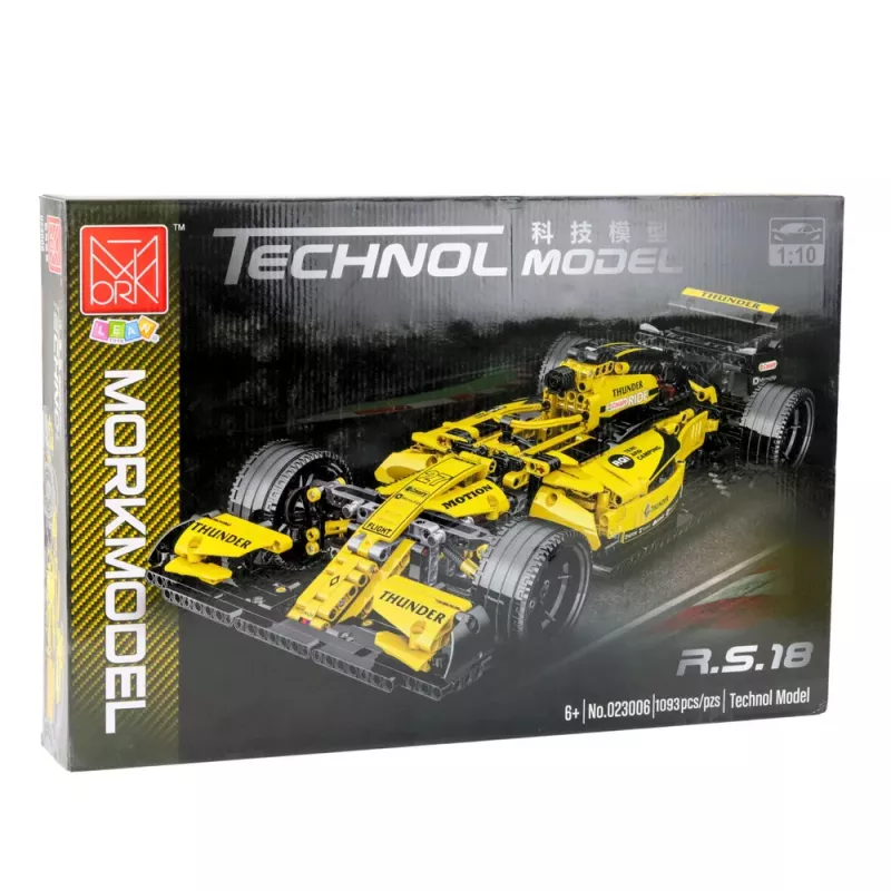 LEAN TOYS Klocki Konstrukcyjne Samochód Wyścigowy R.S.18 Żółty 1:10 1093 szt.