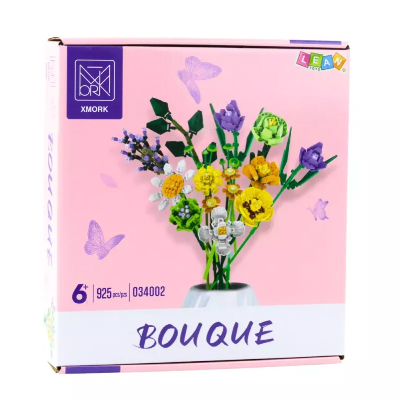 LEAN TOYS Klocki Konstrukcyjne Dekoracyjny Bukiet Kolorowych Kwiatów 925 szt.