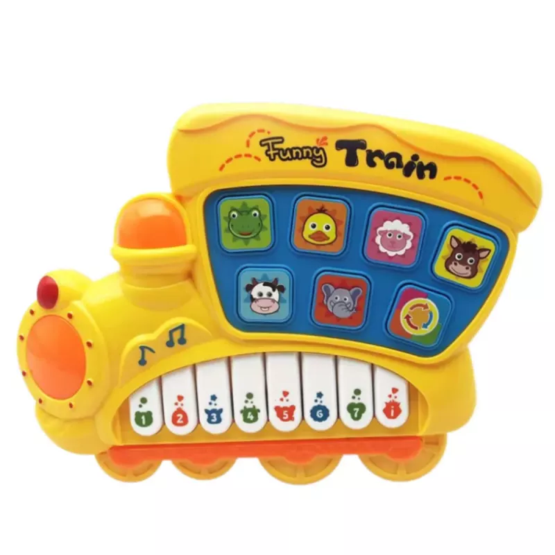 LEAN TOYS Elektryczne Edukacyjne Pianino dla Maluchów Lokomotywa Żółty