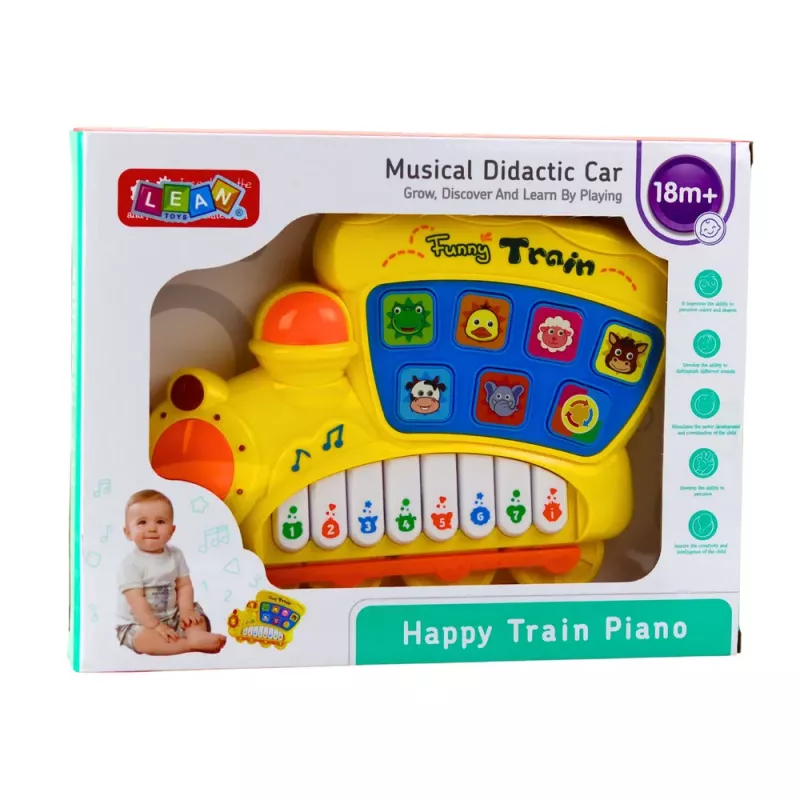 LEAN TOYS Elektryczne Edukacyjne Pianino dla Maluchów Lokomotywa Żółty