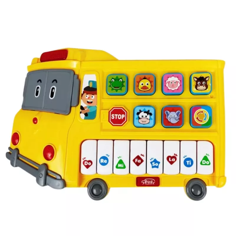 LEAN TOYS Elektryczne Pianino Edukacyjne dla Maluchów Żółty Autobus