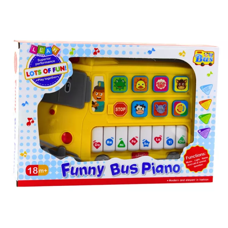 LEAN TOYS Elektryczne Pianino Edukacyjne dla Maluchów Żółty Autobus