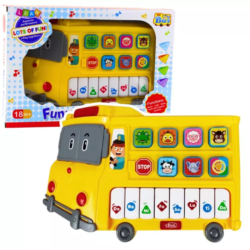 LEAN TOYS Elektryczne Pianino Edukacyjne dla Maluchów Żółty Autobus
