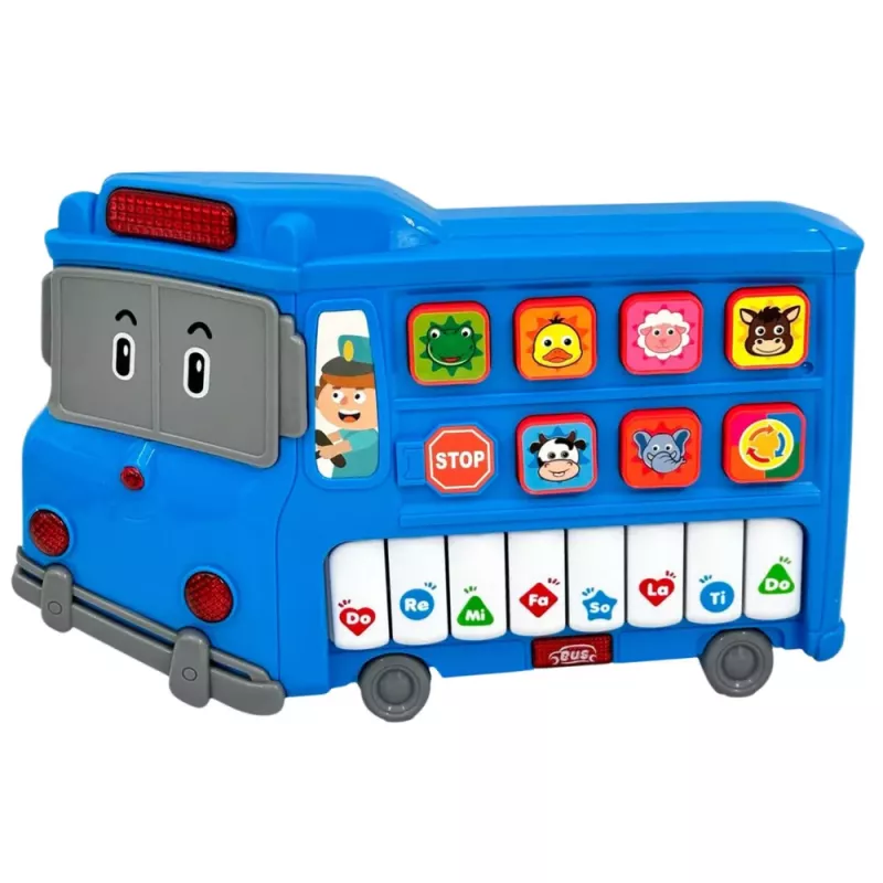 LEAN TOYS Elektryczne Pianino Edukacyjne dla Maluchów Niebieski Autobus