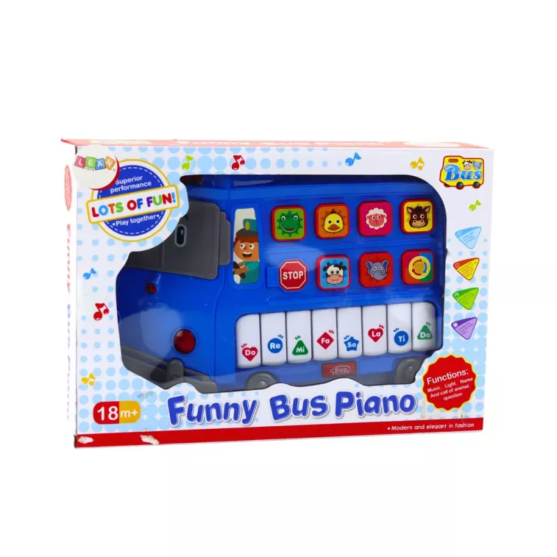 LEAN TOYS Elektryczne Pianino Edukacyjne dla Maluchów Niebieski Autobus