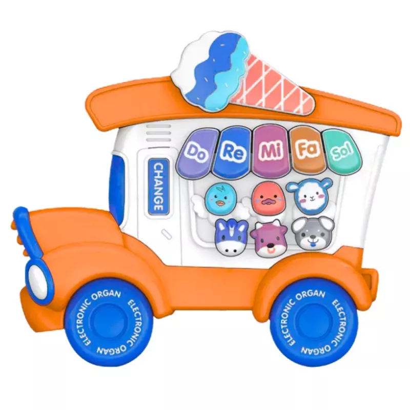 LEAN TOYS Elektryczne Pianino Edukacyjne Dla Maluchów Lodziarnia Pomarańczowy