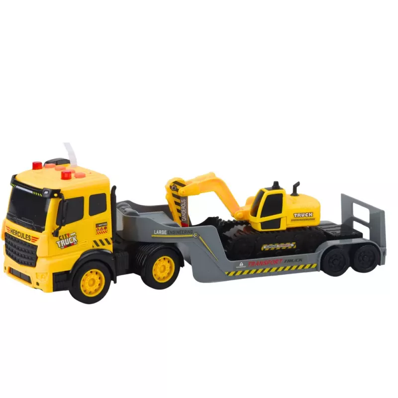LEAN TOYS Laweta z Koparką Gąsienicową Obrotową 360° Żółty 1:16