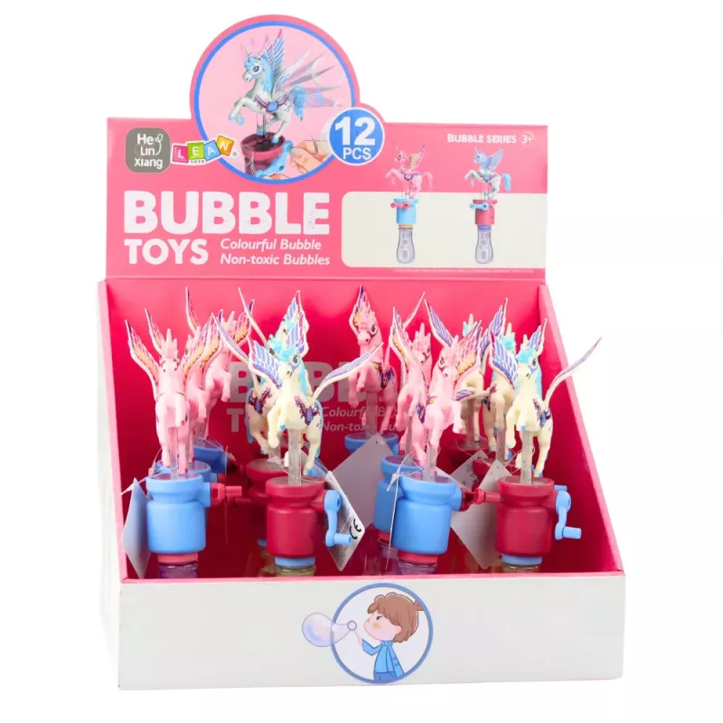 LEAN TOYS Soap Bubbles Unicorn Moving Wings Crank 23cm Mix