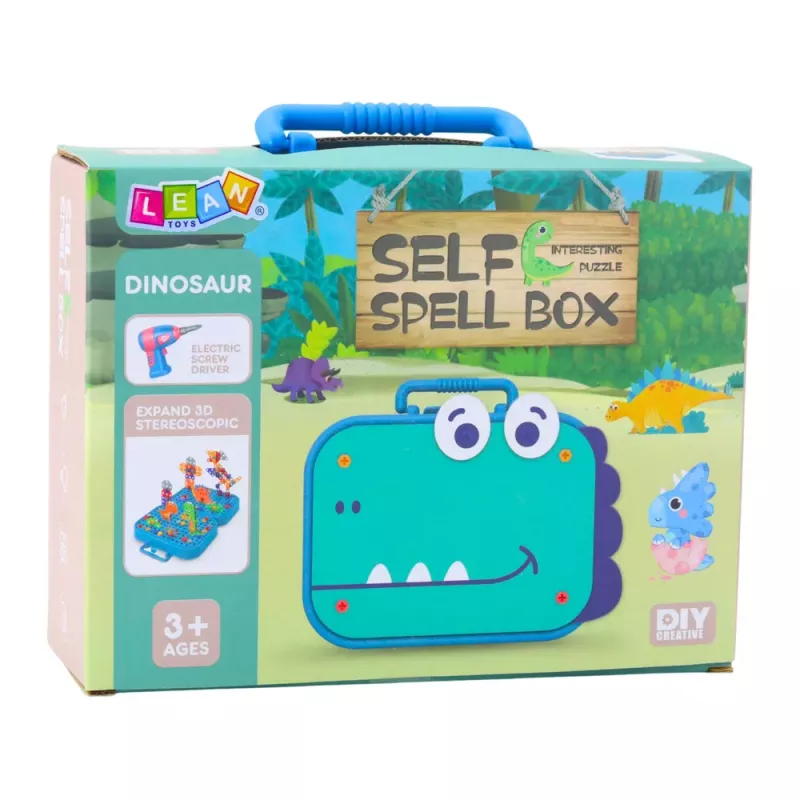 LEAN TOYS DIY Zestaw Śrubokrętów Walizka Puzzle Dinozaury Klocki Śrubokręt 228 szt.
