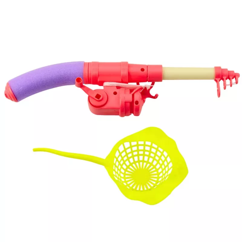 LEAN TOYS Zestaw Wędkarski: Stół Krab, 10 Rybek, Wędka, Cedzak, Różowy