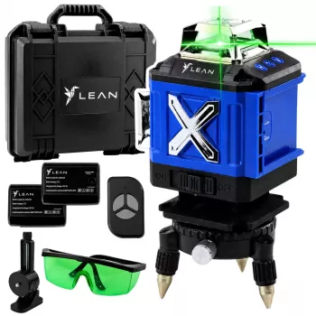 LEAN 4D Laser Level Plane 16 Lines Case 2 Batteries Blue