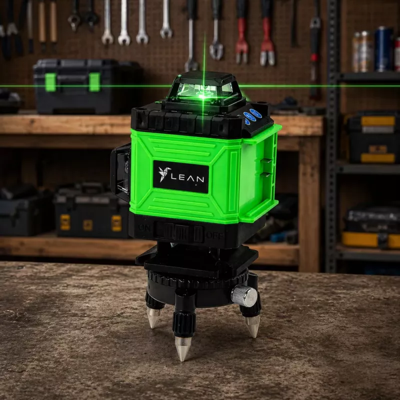 LEAN 4D Laser Krzyżowy 16 Linii Zielony z Walizką i 2 Bateriami