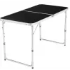LEAN Składany Stół Kempingowy Regulowany Aluminiowy Czarny 120x60cm