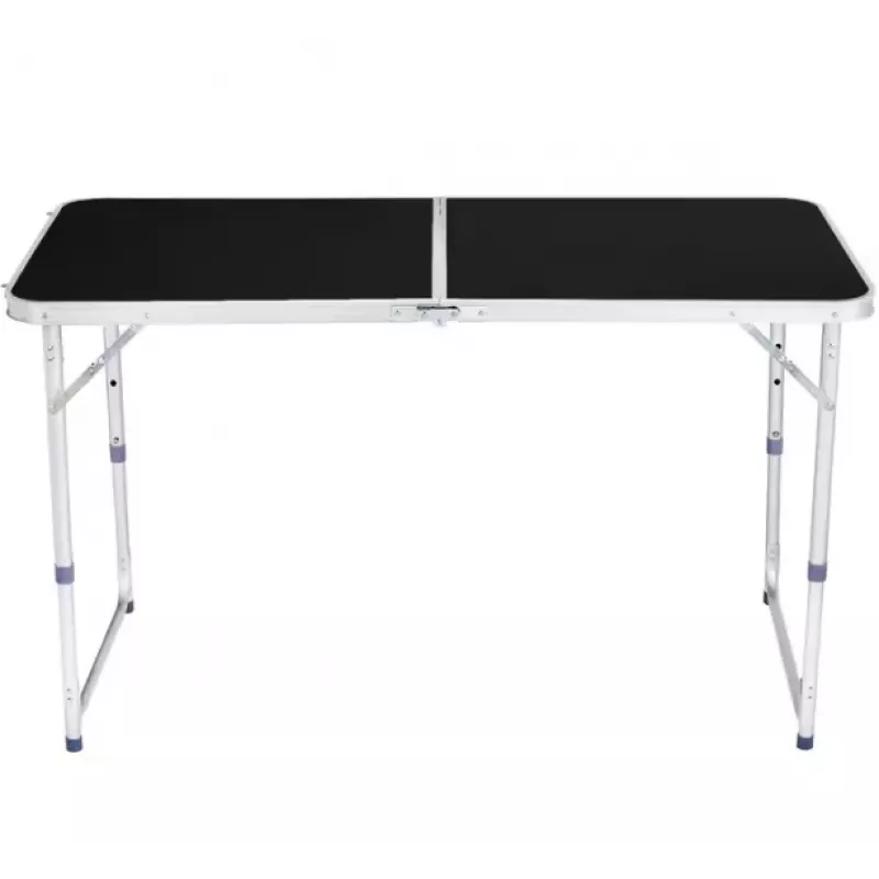 LEAN Składany Stół Kempingowy Regulowany Aluminiowy Czarny 120x60cm