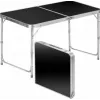 LEAN Składany Stół Kempingowy Regulowany Aluminiowy Czarny 120x60cm