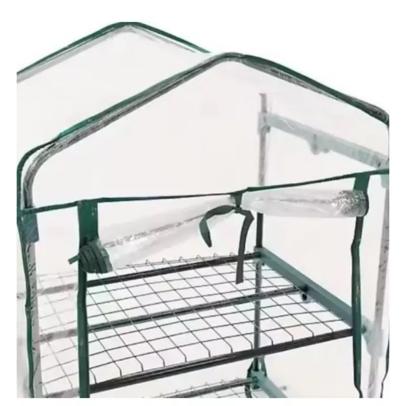 LEAN Mini Szklarnia Balkonowa Ogród 4 Metalowe Półki Folia PCV 69 x 49 x 157 cm