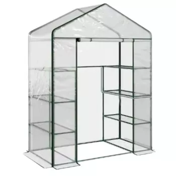 LEAN Mini Szklarnia Balkonowa 4 Metalowe Półki Folia PCV 195 x 143 x 73 cm
