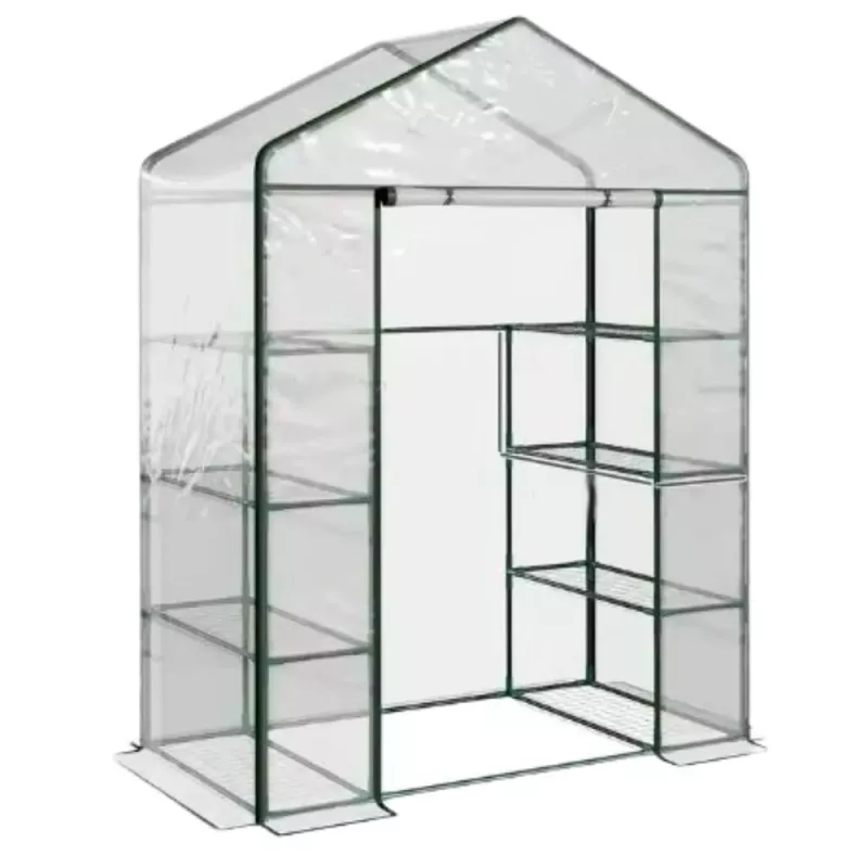 LEAN Mini Szklarnia Balkonowa 4 Metalowe Półki Folia PCV 195 x 143 x 73 cm