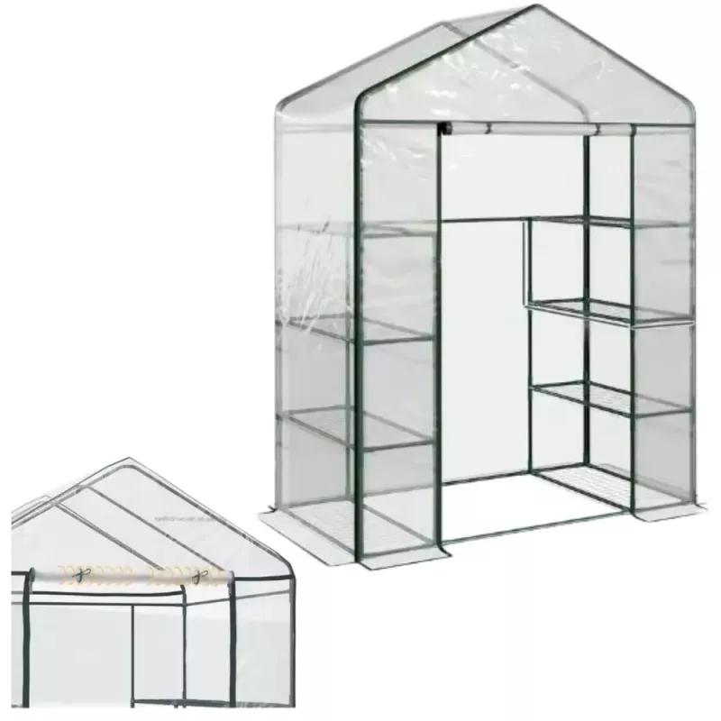 LEAN Mini Szklarnia Balkonowa 4 Metalowe Półki Folia PCV 195 x 143 x 73 cm