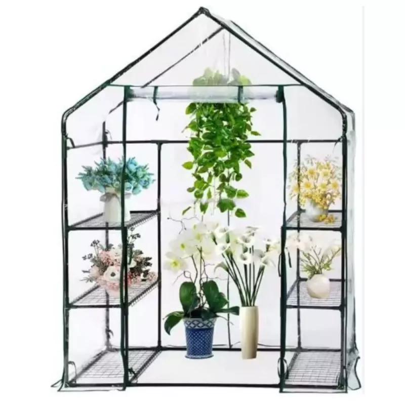 LEAN Mini Szklarnia Balkonowa 4 Metalowe Półki Folia PCV 195 x 143 x 73 cm