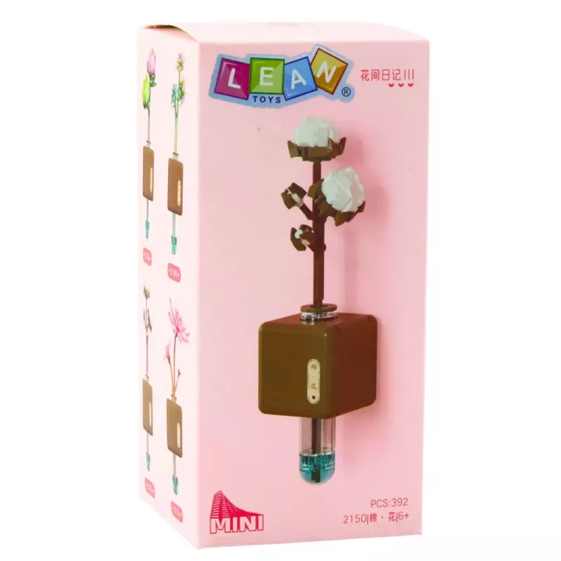 LEAN TOYS Klocki konstrukcyjne Gałązka bawełny w wazonie 392 szt.