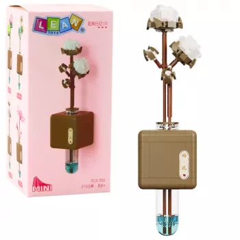 LEAN TOYS Klocki konstrukcyjne Gałązka bawełny w wazonie 392 szt.