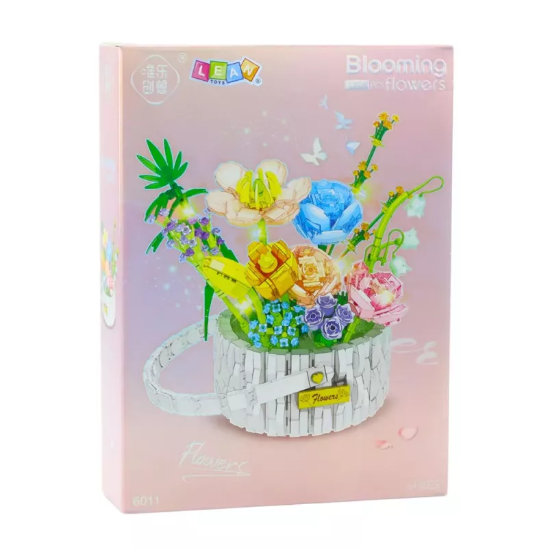 LEAN TOYS Klocki konstrukcyjne Układ kwiatów w koszyku z oświetleniem LED 1376 szt.