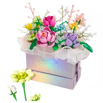 LEAN TOYS Klocki konstrukcyjne Kompozycja w pudełku Flower Box Purple LED 706szt